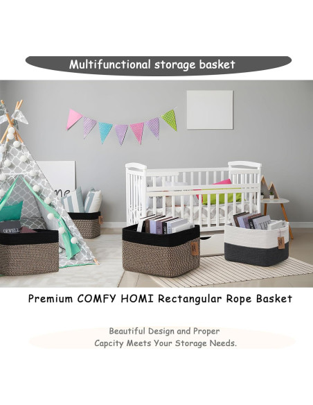 Cesta de Almacenamiento de Cuerda de Algodón COMFY-HOMI 3 Piezas Cesta de Almacenamiento de Cuerda de Algodón COMFY-HOMI 3 Piezas