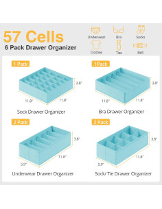 DIMJ Organizador de Cajones Plegable 6 Paquetes 57 Celdas Azul 2