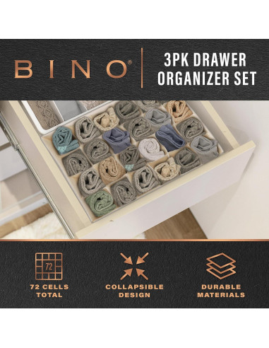 Organizador de Cajones BINO 3-Pack Beige - 64 Compartimentos