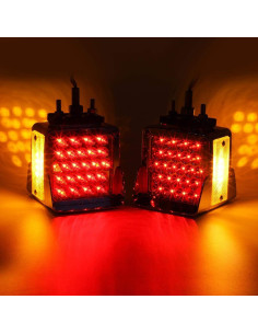 Luces LED de Pedestal Cuadradas Partsam 52 LEDs Ámbar/Rojo 2