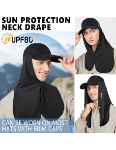 Drape de Cuello Ajustable UV 80+ Negro - Protección Solar Multifuncional 2