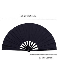 Paquete de 2 Ventiladores de Mano Plegables Tkocisa Negro 34x63.5cm 2