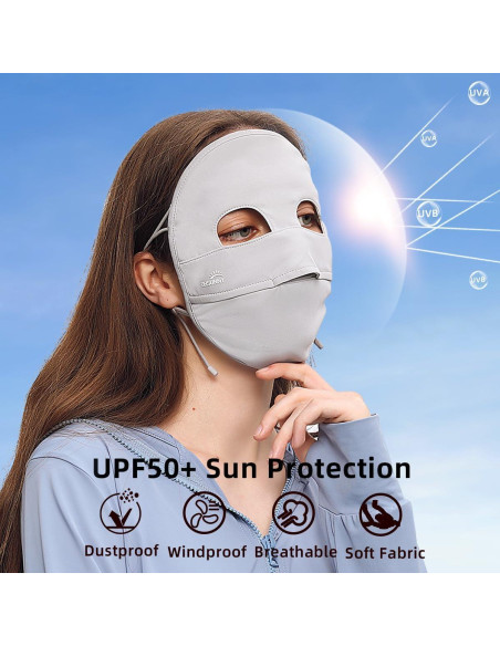 Cubierta Facial Solar UPF 50+ para Mujeres - Transpirable Gris Cubierta Facial Solar UPF 50+ para Mujeres - Transpirable Gris