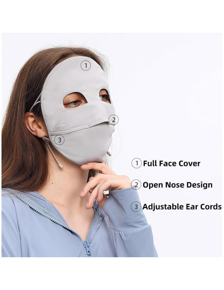 Cubierta Facial Solar UPF 50+ para Mujeres - Transpirable Gris Cubierta Facial Solar UPF 50+ para Mujeres - Transpirable Gris