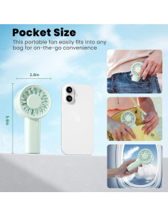 Ventilador de Mano HandFan Verde, 5 Velocidades, Recargable USB-C 2