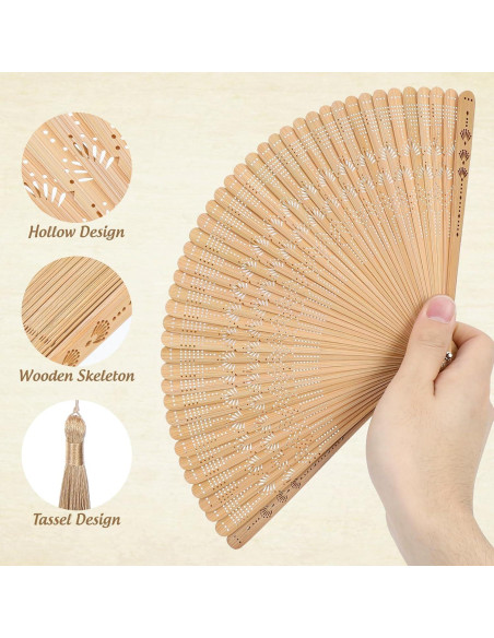 Abanico Plegable de Madera IMIKEYA 31.8cm Vintage para Mujeres Abanico Plegable de Madera IMIKEYA 31.8cm Vintage para Mujeres