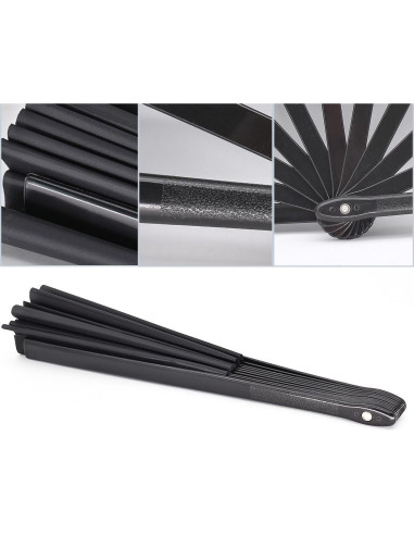 Abanico Plegable HONSHEN Negro 33 cm Tradicional Chino