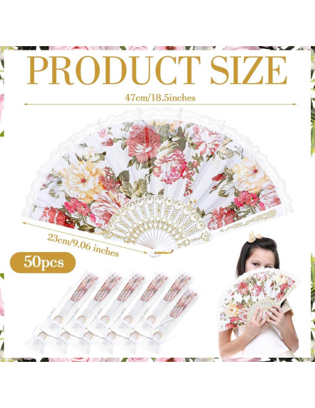 Abanicos Plegables de Encaje Geelin 50 Pcs para Boda Abanicos Plegables de Encaje Geelin 50 Pcs para Boda