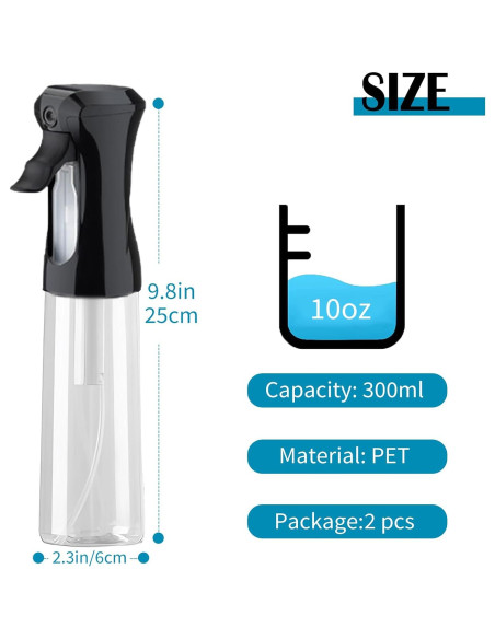 Botella de Spray Continuo THINTON 300ml - 2 Piezas Multiusos Botella de Spray Continuo THINTON 300ml - 2 Piezas Multiusos