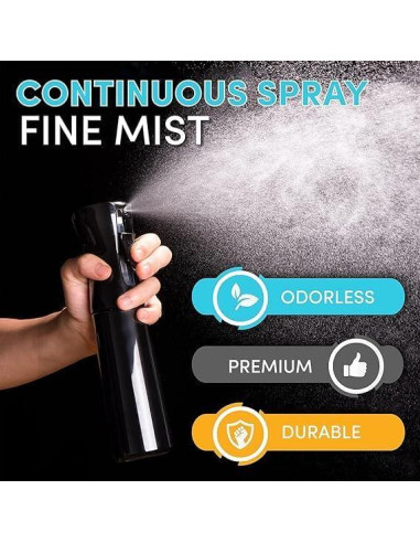 Botella Spray NGR 300ml Negra para Cabello y Limpieza