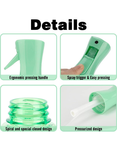 Botella Spray Niebla Fina 200ml Zuhose Verde Claro 2 Paquete