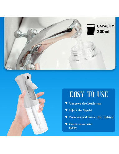 Eslcorri 2 Botellas Spray Continuo 200ml para Cabello y Belleza