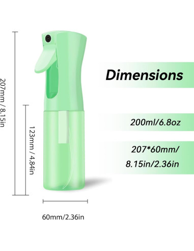 Botella Spray Niebla Continua 200ml DDRXYETR Verde Claro