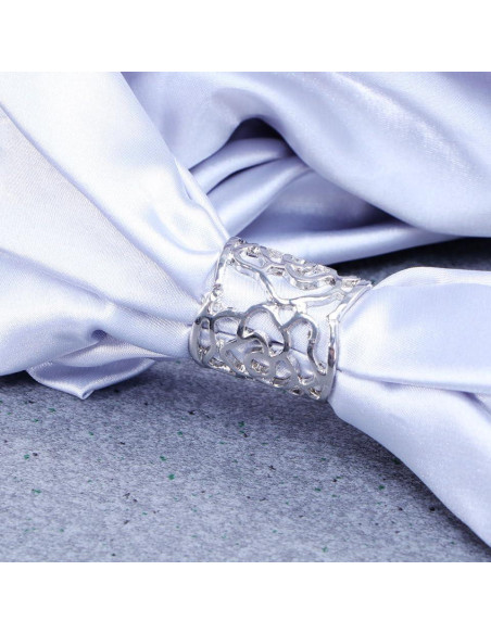 Anillo de Hebilla de Bufanda Rosa Hueca Plata para Mujeres Anillo de Hebilla de Bufanda Rosa Hueca Plata para Mujeres