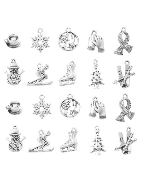 50 Pcs Encantos de Esquís de Invierno LiQunSweet DIY Joyería 50 Pcs Encantos de Esquís de Invierno LiQunSweet DIY Joyería