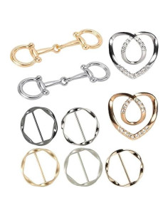 Juego de 9 Anillos para Bufandas Mujeres - Clips y Hebillas Elegantes