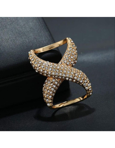 Anillos de Bufanda UPSTORE 2PCS Oro y Plata con Rhinestone Anillos de Bufanda UPSTORE 2PCS Oro y Plata con Rhinestone