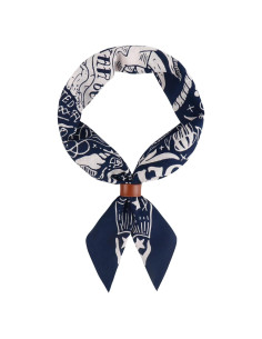 Bufanda Bandana de Algodón 100% con Hebilla de Cuero - Azul Marino