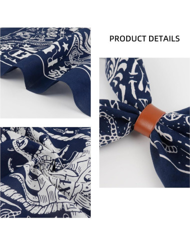 Bufanda Bandana de Algodón 100% con Hebilla de Cuero - Azul Marino