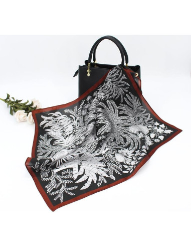 Bufanda de Seda 100% ANDANTINO 53x53 cm Diseño Floral