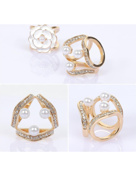 3 Clips de Bufanda de Strass JasperKino - Elegantes Anillos Plateados 3 Clips de Bufanda de Strass JasperKino - Elegantes Anillos Plateados