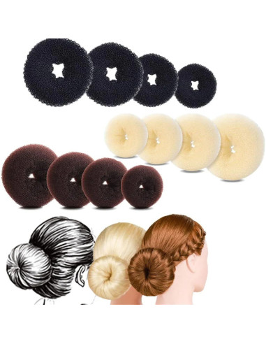 Estilistas de Donut de Moño DAISHAN 4-Pack Espuma Mágica