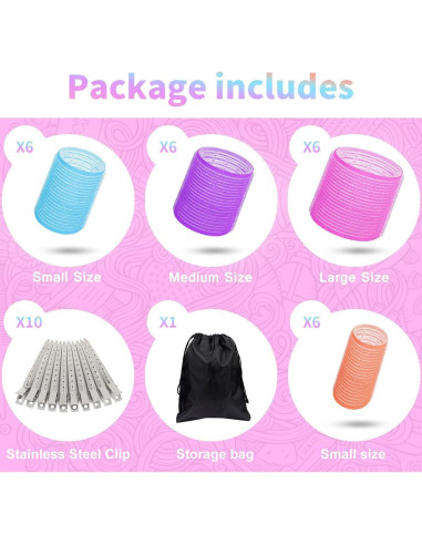 Conjunto de 34 Rulos Autoadhesivos DAFENG para Cabello