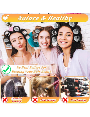Rulos Autoadhesivos Tetutor 62 Piezas 6 Tamaños para Cabello
