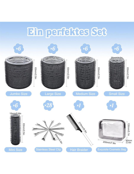 Juego de 60 Rulos para Cabello BELICOO con 28 Clips Metálicos Juego de 60 Rulos para Cabello BELICOO con 28 Clips Metálicos