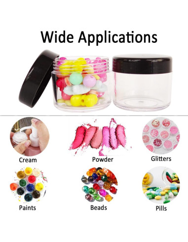 20 Tarros de Muestra Cosméticos 20ml Wopanxye con Tapas Negras