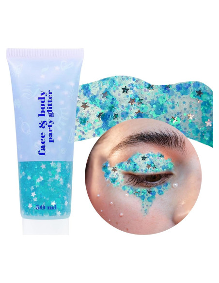 Gel de Brillo Corporal DAGEDA 48.2g Azul Lago - Holográfico Gel de Brillo Corporal DAGEDA 48.2g Azul Lago - Holográfico