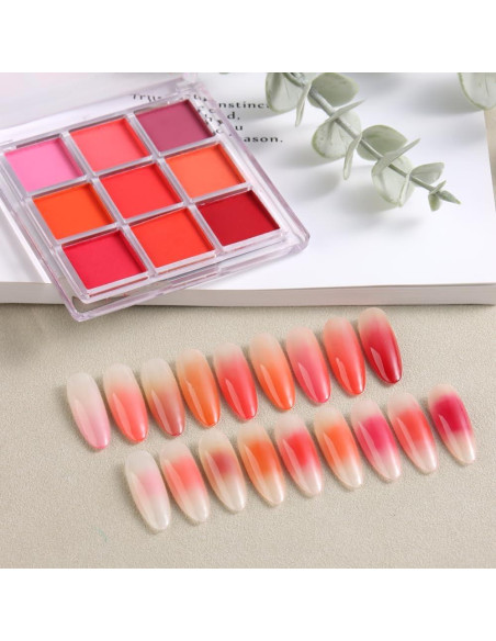 Juego de Polvo de Uñas Sólido SUTOKAKA 9 Colores con Pincel Ombre Juego de Polvo de Uñas Sólido SUTOKAKA 9 Colores con Pincel Ombre