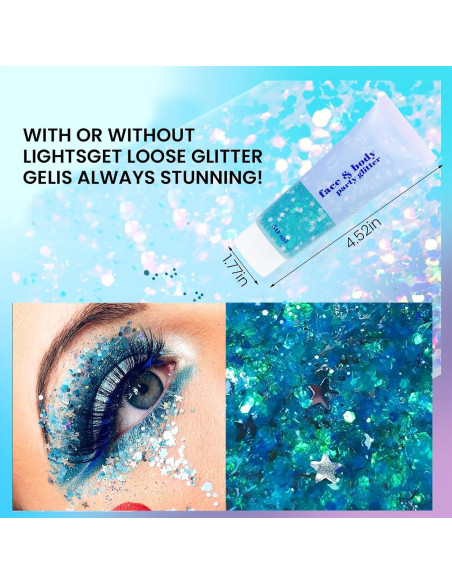 Gel de Brillo Corporal DAGEDA 48.2g Azul Lago - Holográfico Gel de Brillo Corporal DAGEDA 48.2g Azul Lago - Holográfico