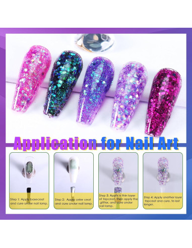 Polvo Brillante para Uñas Laza 12 Colores 120g Sirena