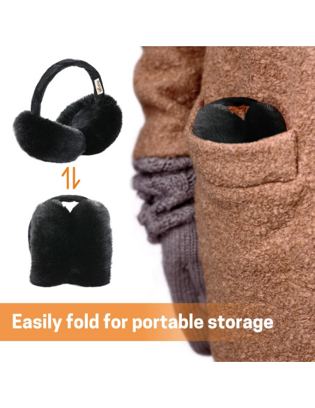 Aurya Orejeras de Invierno Plegables para Mujeres - Color Negro Aurya Orejeras de Invierno Plegables para Mujeres - Color Negro
