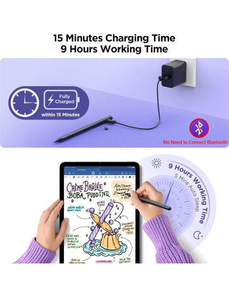 Lápiz Stylus DEGEE para iPad 2018-2024, Carga Rápida 15 min Lápiz Stylus DEGEE para iPad 2018-2024, Carga Rápida 15 min