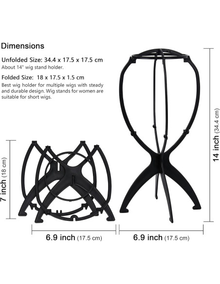 Soporte Plegable para Pelucas Cortas XCZYN - Negro Soporte Plegable para Pelucas Cortas XCZYN - Negro