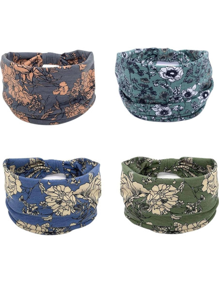 Diademas Boho Anchas YONUF para Mujeres - Paquete de 4 Colores Diademas Boho Anchas YONUF para Mujeres - Paquete de 4 Colores