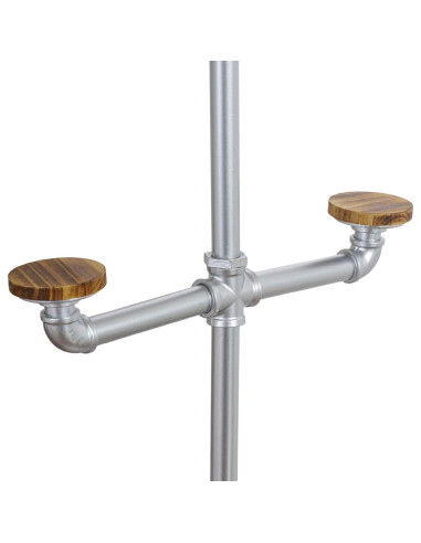 Soporte de Sombreros MyGift de Metal Plateado con 10 Ganchos de Madera