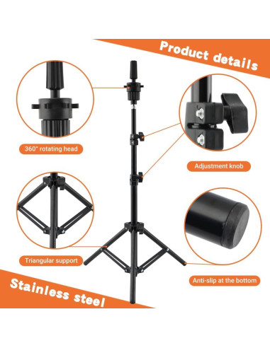 Kit Soporte Pelucas 29 Piezas YBENWL Ajustable 360