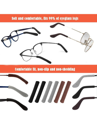 Cojín para Orejas de Gafas Algodón Suave 3 Pares Negro