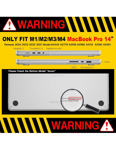 Funda CISSOOK Rosa para MacBook Pro 14" 2021-2025