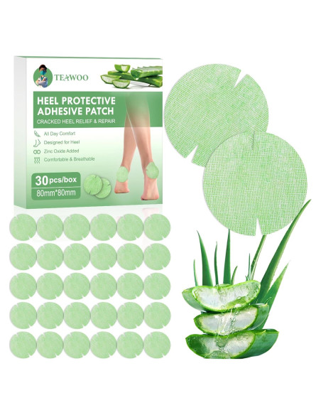 30 Parches Adhesivos para Talones Agrietados TEAWOO Aloe Vera 30 Parches Adhesivos para Talones Agrietados TEAWOO Aloe Vera