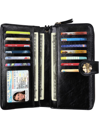 Cartera Clutch para Mujeres Girasol con Organizador y Bloqueo RFID