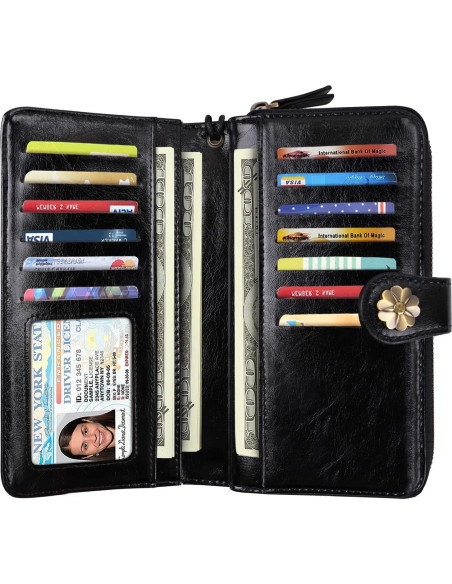 Cartera Clutch para Mujeres Girasol con Organizador y Bloqueo RFID Cartera Clutch para Mujeres Girasol con Organizador y Bloqueo RFID