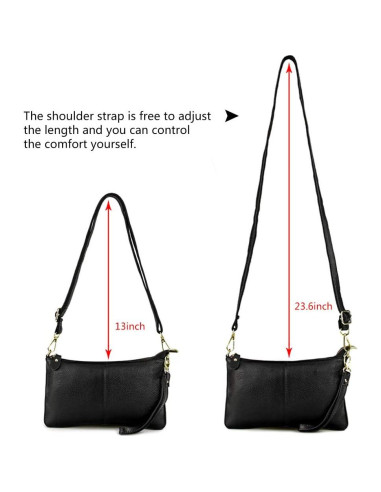 Cartera de Cuero Genuino Artwell para Mujeres - Negro