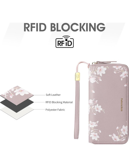 Cartera de Cuero Litchi Pomelo Mejor con Bloqueo RFID 20.1cm Cartera de Cuero Litchi Pomelo Mejor con Bloqueo RFID 20.1cm
