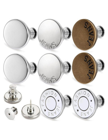 Botones de Pin Mejorados TOOVREN para Jeans - 8 Conjuntos Ajustables