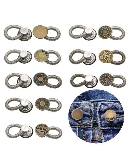 Extensores de Botón Luxiv, 8 Piezas, Ajustables para Ropa Extensores de Botón Luxiv, 8 Piezas, Ajustables para Ropa