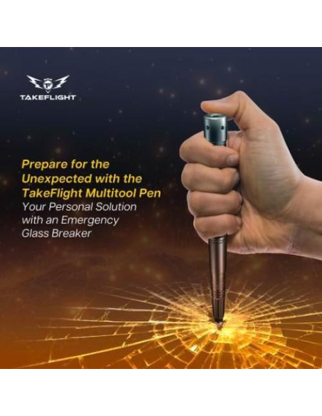 Bolígrafo Táctico TF TAKEFLIGHT con Linterna y Rompevidrios Bolígrafo Táctico TF TAKEFLIGHT con Linterna y Rompevidrios
